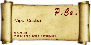 Pápa Csaba névjegykártya