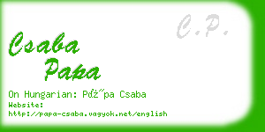 csaba papa business card